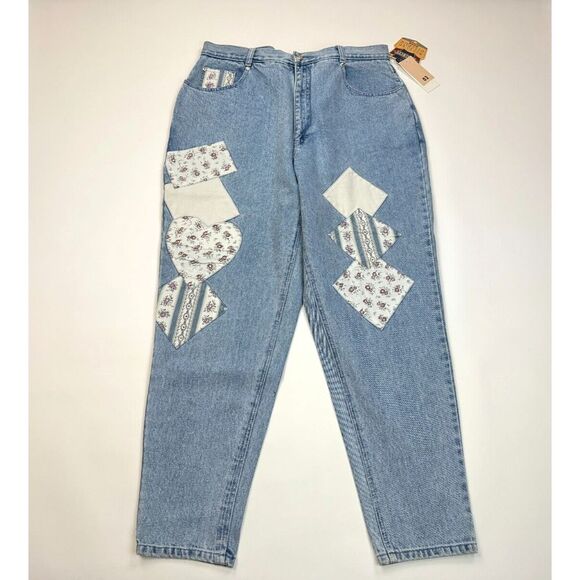 Stefano Ricci Denim - Stefano Patchwork Vtg 80s Denim Jeans Women 22 NWT RARE Cotton Pockets Floral‎